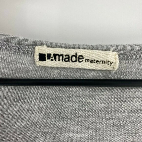 Made Maternity V-Neck Gray Short Sleeve Tee - Picture 3 of 4